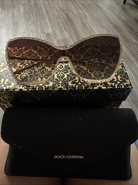 Dolce & Gabbana Gold Frame Brown Lens Oversized Women's Sunglasses